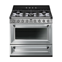 SMEG SZABADONÁLLÓ TŰZHELY, Victoria design, 90 cm, 115 l, 9 funkció, gőztiszt, forgónyárs, 5 égő, rozsdamentes acél