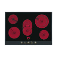 SMEG kerámia főzőlap, Colonial design, 72 cm, 5 főzőzóna, antracit