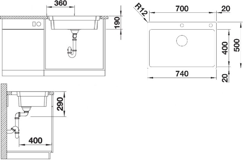 Blanco Etagon 700-IF/A rozsdamentes mosogatótálca selyemfényű