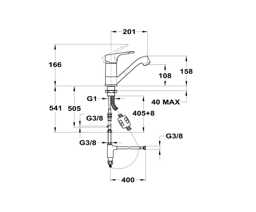 Mofém Junior Evo kihúzható fejes mosogatócsaptelep