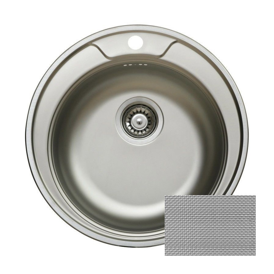 LIVINOX RONDO 145 rozsdamentes kör mosogató, 49 cm átm., 3 1/2", karcálló szövetmintás