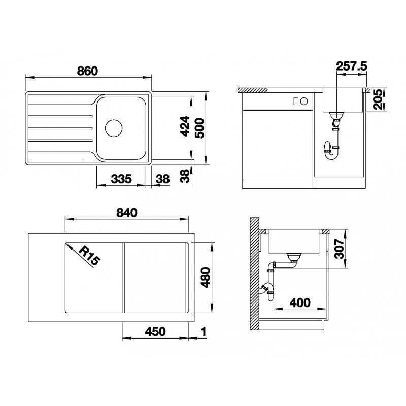 Blanco Lemis 45 S-IF rozsdamentes mosogatótálca fényezett furat nélkül