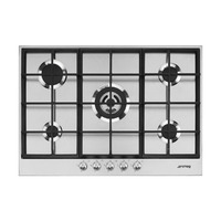 SMEG gáz főzőlap, Linea design, 72,5 cm, 4db normál + 1 4 kW-os WOK gázégő, szálcsiszolt rozsdamentes acél