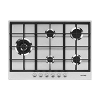 SMEG gáz főzőlap, Linea design, 72,5 cm, 4 normál + 1 4,2 kW-os WOK gázégő, szálcsiszolt rozsdamentes acél