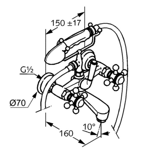 Kludi 1926 kádtöltő- és zuhanycsap aranyozott (23 kt)
