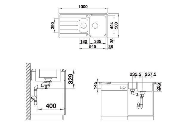Blanco Lemis 6 S-IF rozsdamentes mosogatótálca fényezett két furattal