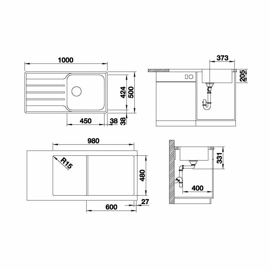 Blanco Lemis XL 6 S-IF rozsdamentes mosogatótálca fényezett két furattal
