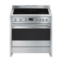 SMEG SZABADONÁLLÓ TŰZHELY, Classica design, 90 cm, 11 funkció, 115 l sütőtér, indukciós főzőlap, 5 zóna, rozsdamentes acél