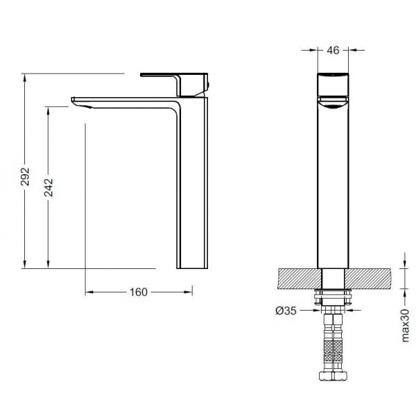 Arezzo Springfield 240 magasított mosdó csaptelep