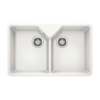 BLANCO VILLAE Farmhouse kerámia 2 medencés mosogatótálca, kristályfehér, excenter nélkül