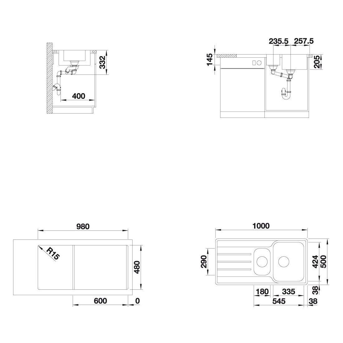 Blanco Lemis 6 S-IF rozsdamentes mosogatótálca fényezett furat nélkül