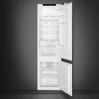 Smeg Beépíthető hűtő és fagyasztó, Universal design, 54x177,5 cm, fordítható ajtó, ezüst színű logo, fehér
