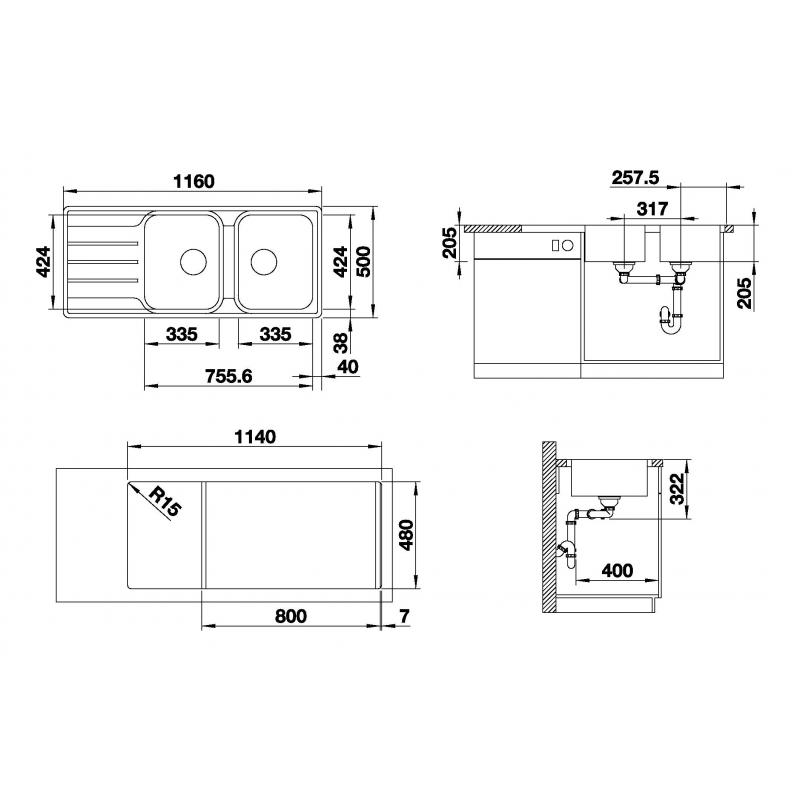Blanco Lemis 8 S-IF rozsdamentes mosogatótálca fényezett, furat nélkül